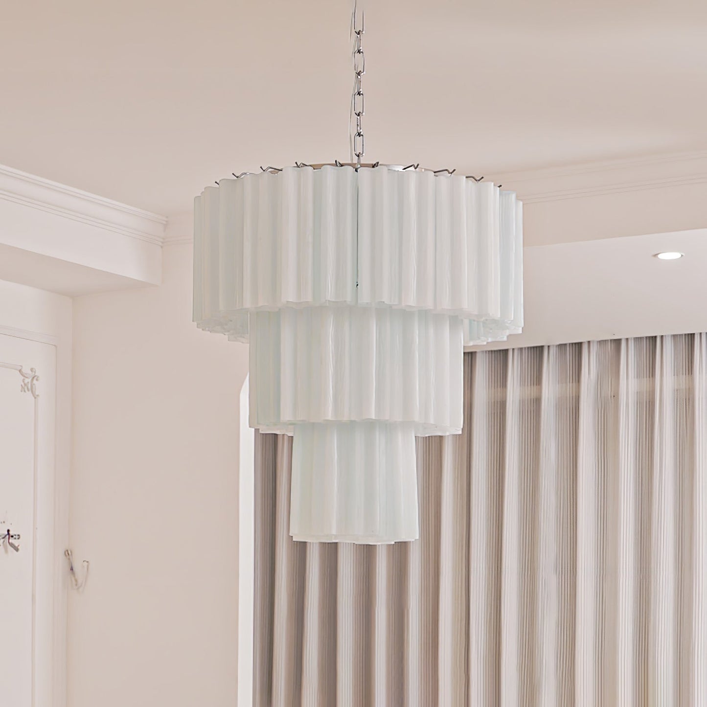 Aveline Elegant Glass Chandelier with Adjustable Height & LED Compatib