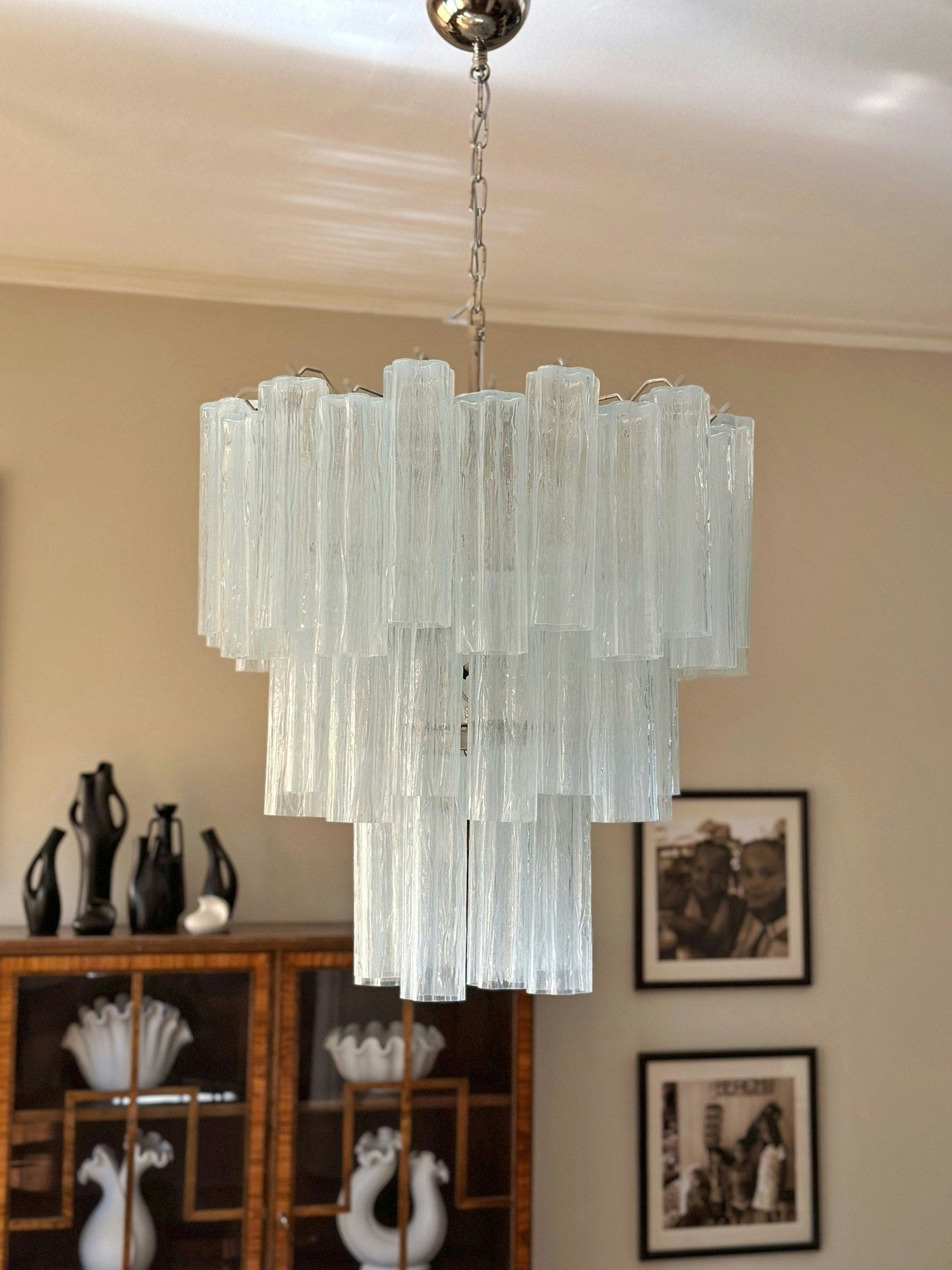 Aveline Elegant Glass Chandelier with Adjustable Height & LED Compatib