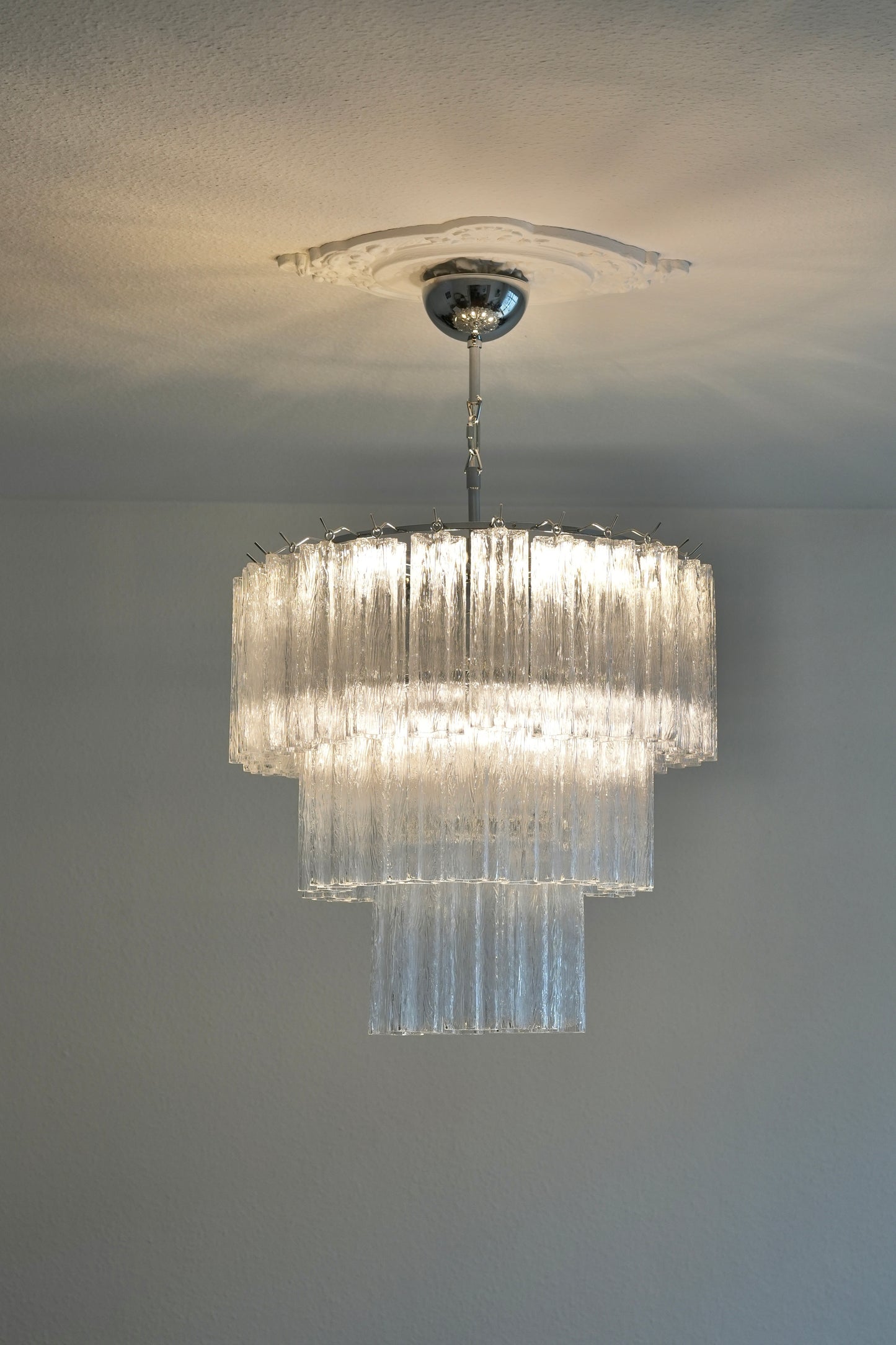 Aveline Elegant Glass Chandelier with Adjustable Height & LED Compatib