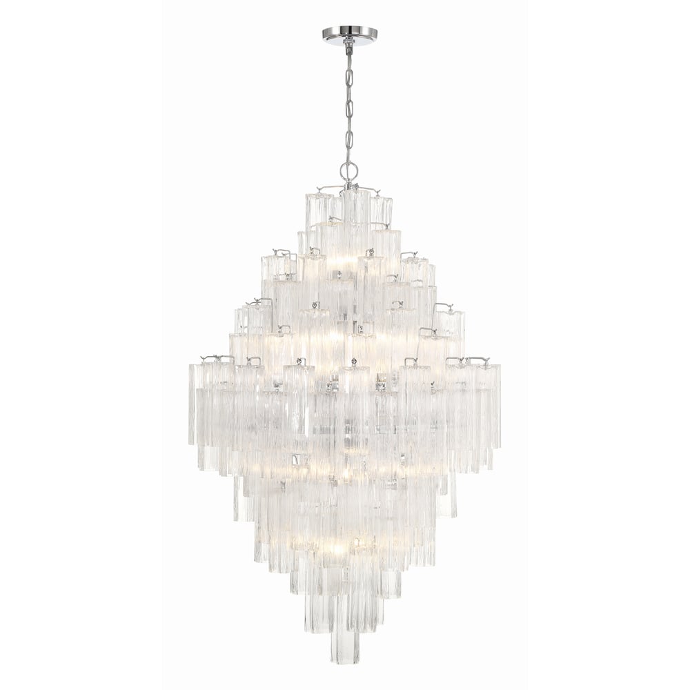 Eloria Glass Diamond Chandelier - Crystal Accents, Adjustable Height