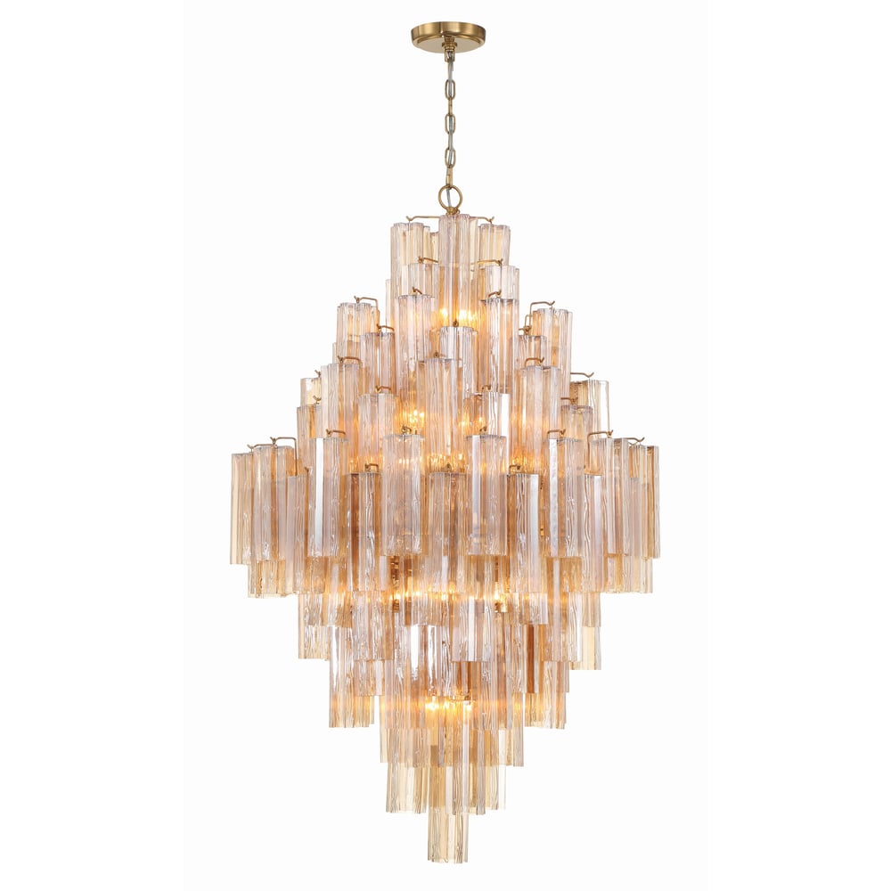 Eloria Glass Diamond Chandelier - Crystal Accents, Adjustable Height