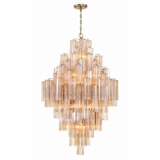 Eloria Glass Diamond Chandelier - Crystal Accents, Adjustable Height