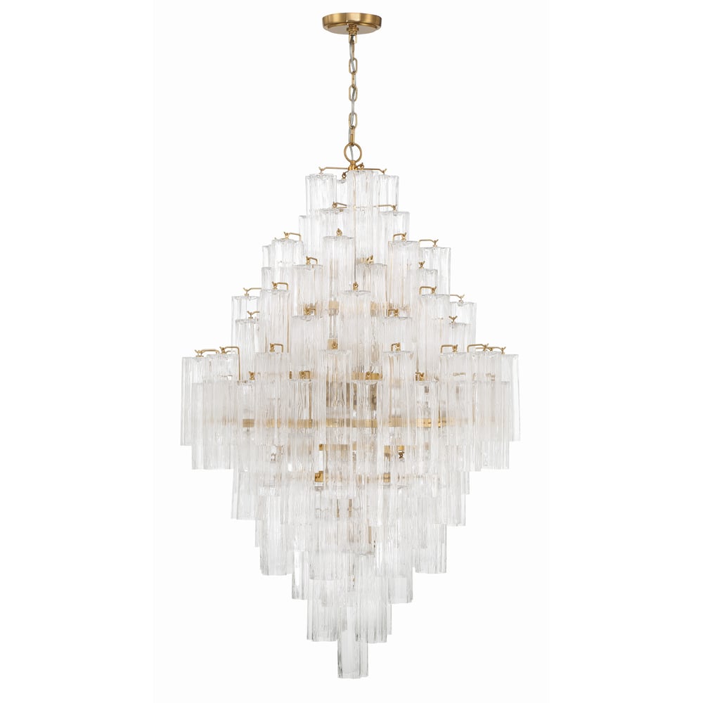 Eloria Glass Diamond Chandelier - Crystal Accents, Adjustable Height