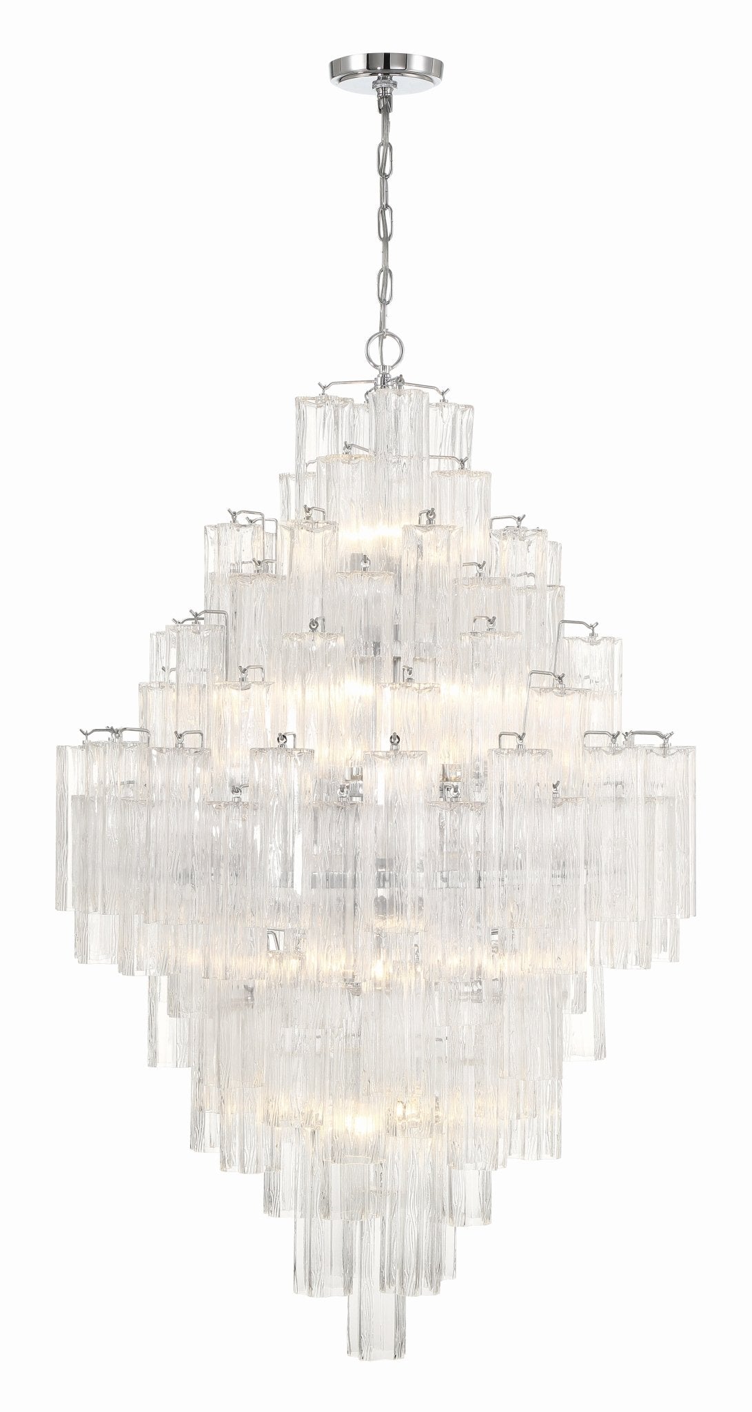 Eloria Glass Diamond Chandelier - Crystal Accents, Adjustable Height