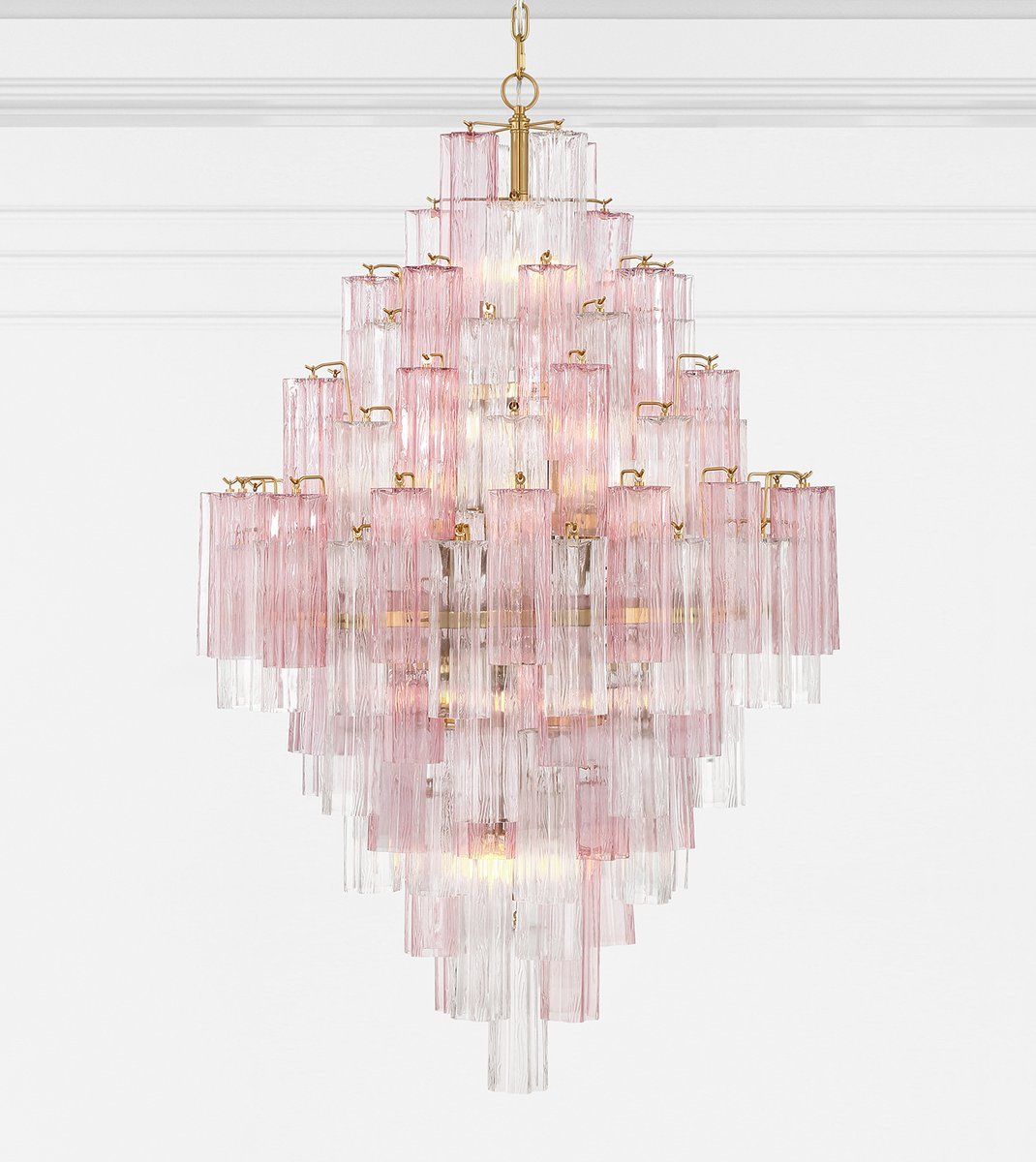Eloria Glass Diamond Chandelier - Crystal Accents, Adjustable Height