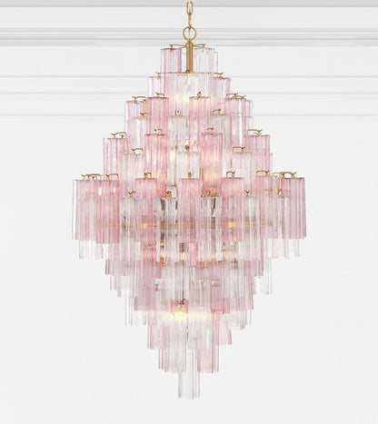 Eloria Glass Diamond Chandelier - Crystal Accents, Adjustable Height