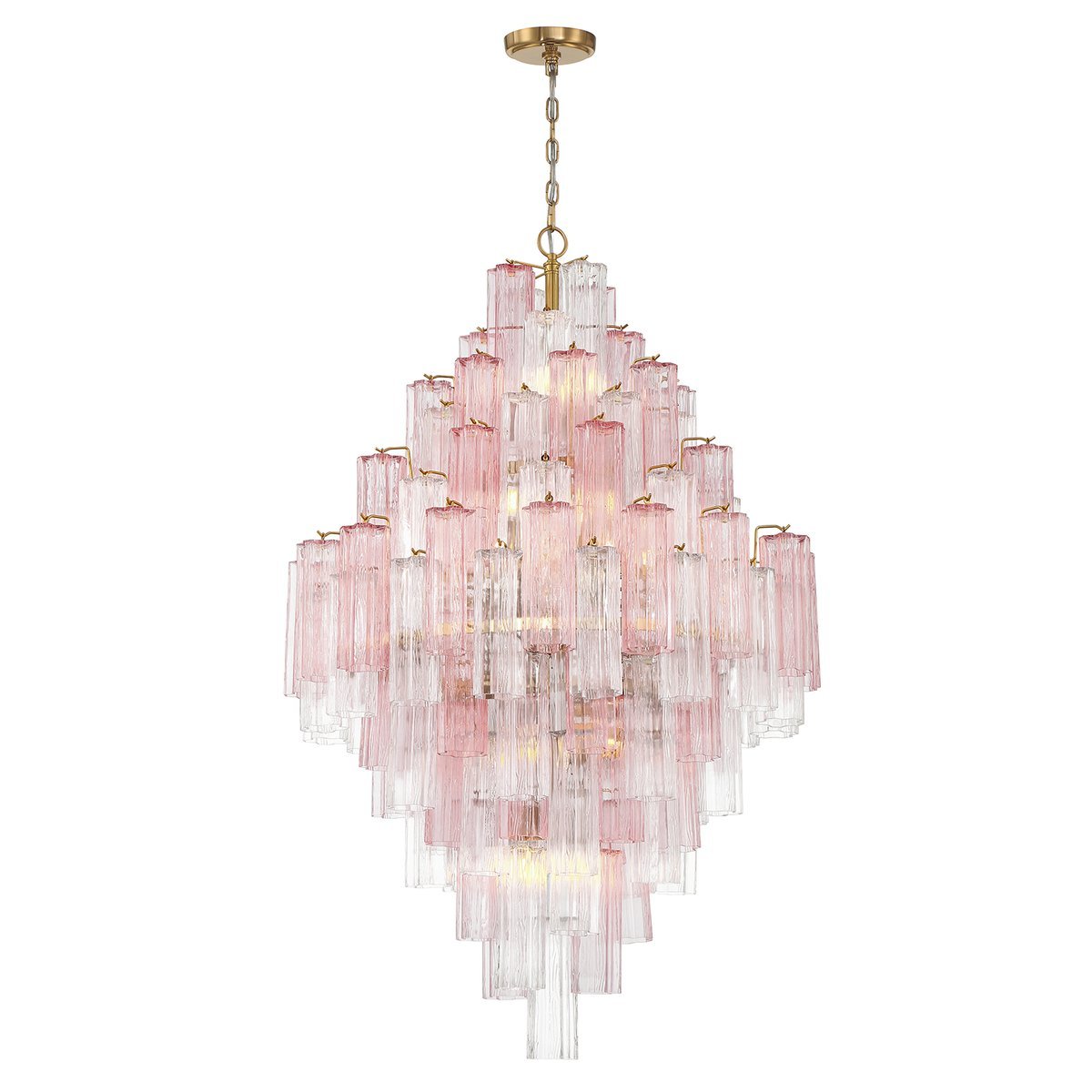 Eloria Glass Diamond Chandelier - Crystal Accents, Adjustable Height