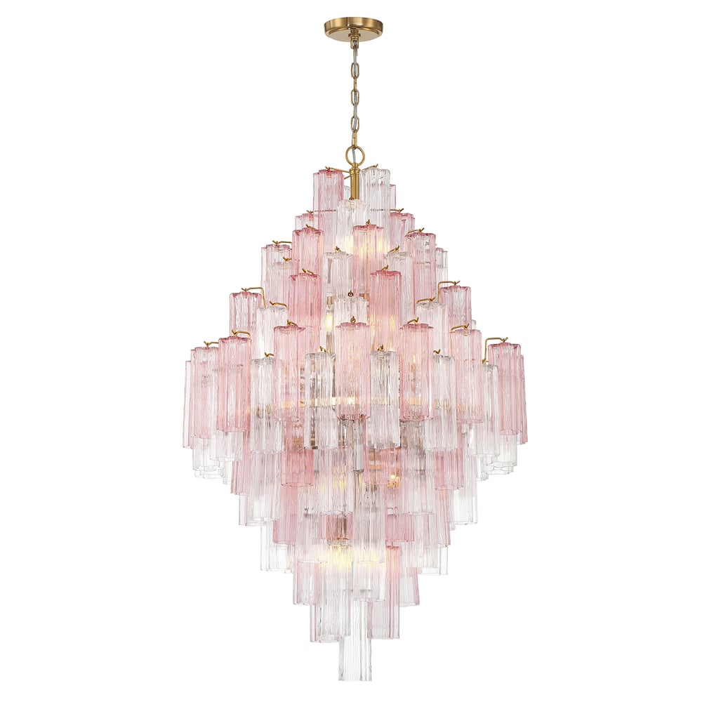 Eloria Glass Diamond Chandelier - Crystal Accents, Adjustable Height