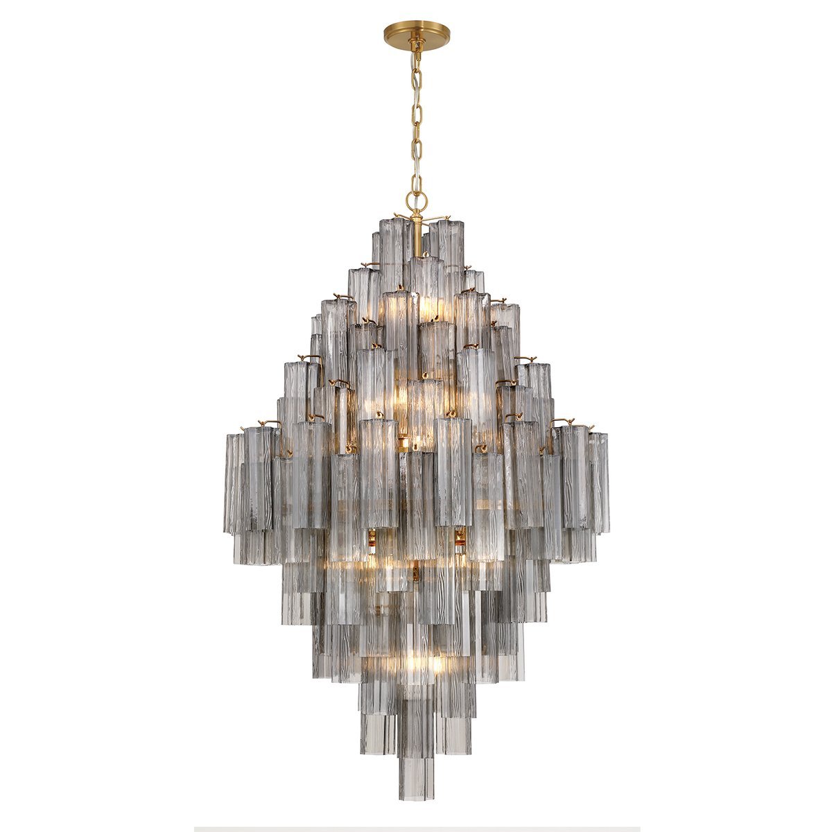 Eloria Glass Diamond Chandelier - Crystal Accents, Adjustable Height