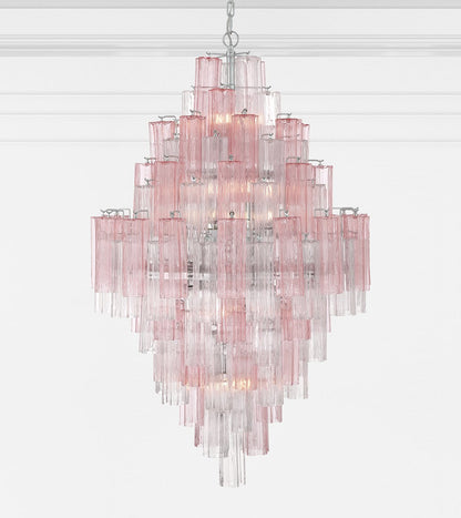 Eloria Glass Diamond Chandelier - Crystal Accents, Adjustable Height