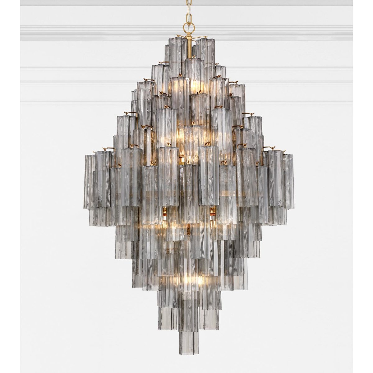 Eloria Glass Diamond Chandelier - Crystal Accents, Adjustable Height