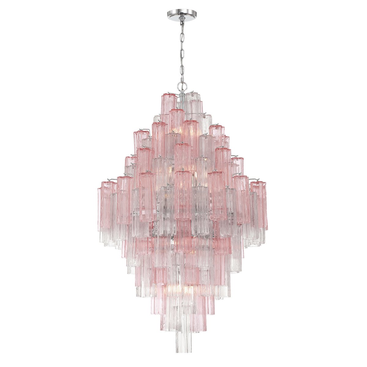 Eloria Glass Diamond Chandelier - Crystal Accents, Adjustable Height