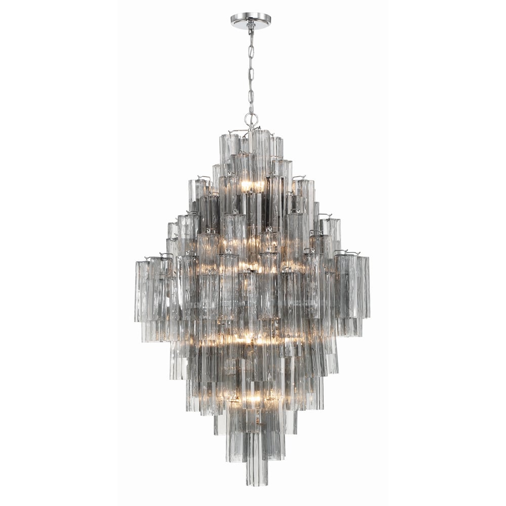 Eloria Glass Diamond Chandelier - Crystal Accents, Adjustable Height