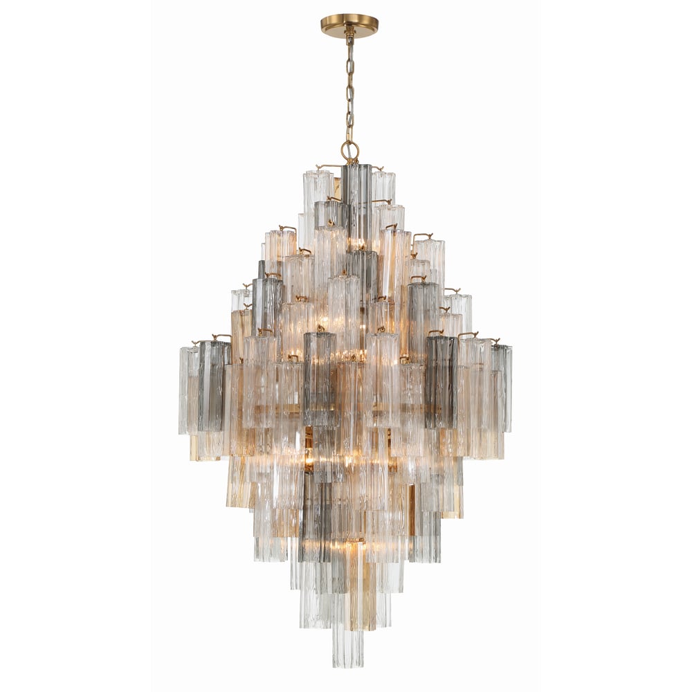 Eloria Glass Diamond Chandelier - Crystal Accents, Adjustable Height