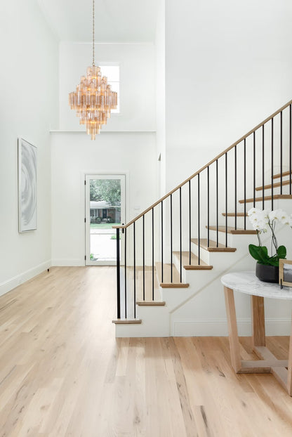 Eloria Glass Diamond Chandelier - Crystal Accents, Adjustable Height