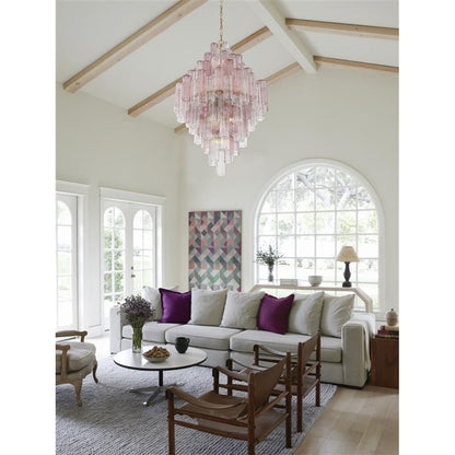 Eloria Glass Diamond Chandelier - Crystal Accents, Adjustable Height