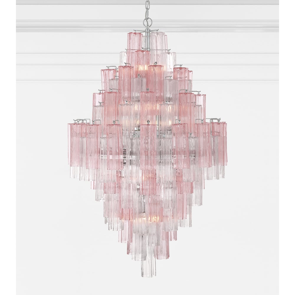 Eloria Glass Diamond Chandelier - Crystal Accents, Adjustable Height