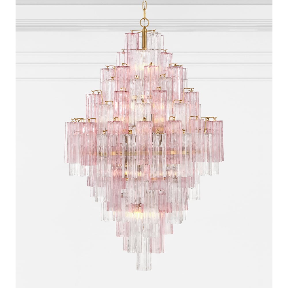 Eloria Glass Diamond Chandelier - Crystal Accents, Adjustable Height
