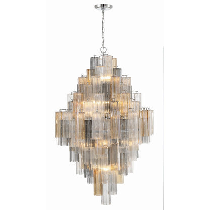 Eloria Glass Diamond Chandelier - Crystal Accents, Adjustable Height