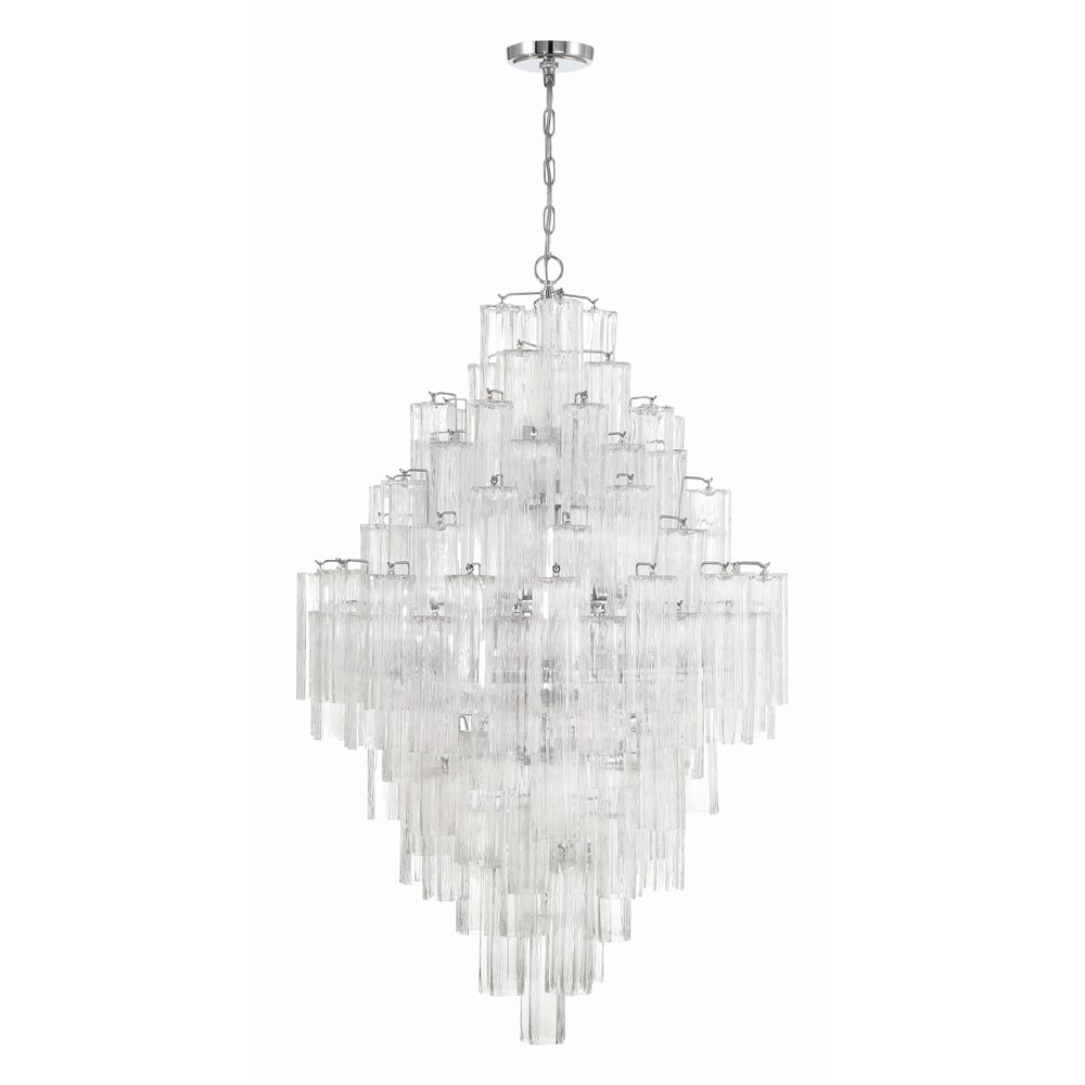 Eloria Glass Diamond Chandelier - Crystal Accents, Adjustable Height
