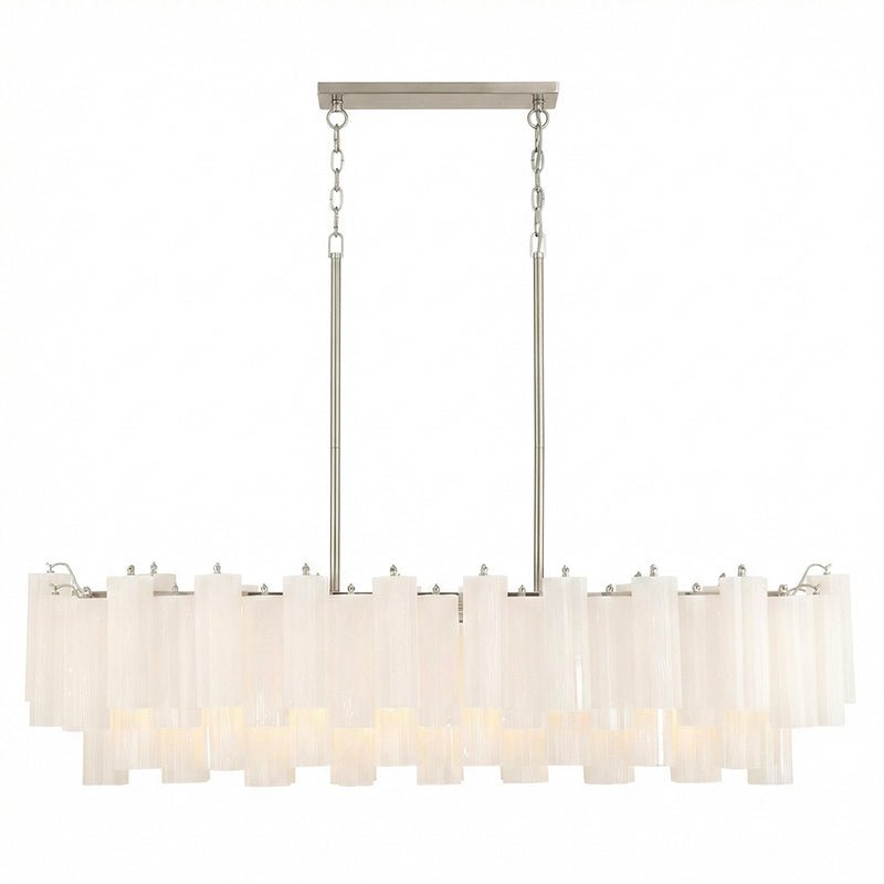 Eloria Modern Glass Linear Chandelier with Adjustable Height & LED Lig