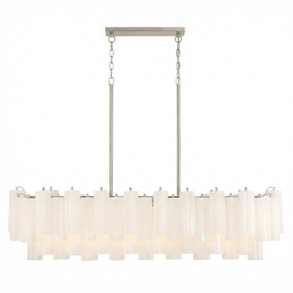 Eloria Modern Glass Linear Chandelier with Adjustable Height & LED Lig