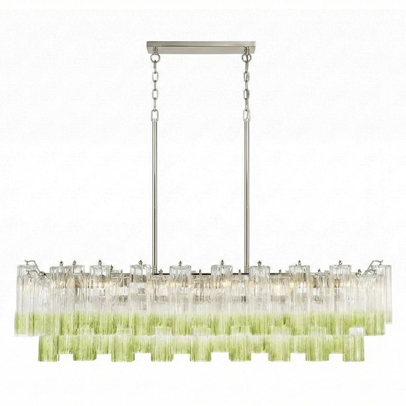 Eloria Modern Glass Linear Chandelier with Adjustable Height & LED Lig