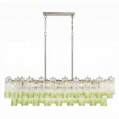 Eloria Modern Glass Linear Chandelier with Adjustable Height & LED Lig
