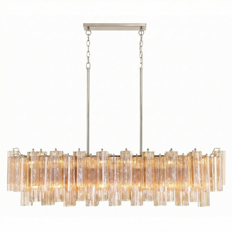 Eloria Modern Glass Linear Chandelier with Adjustable Height & LED Lig