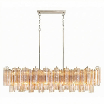 Eloria Modern Glass Linear Chandelier with Adjustable Height & LED Lig