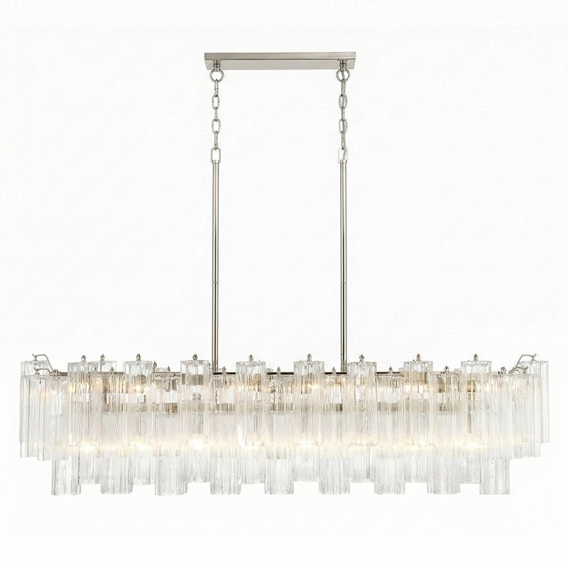 Eloria Modern Glass Linear Chandelier with Adjustable Height & LED Lig