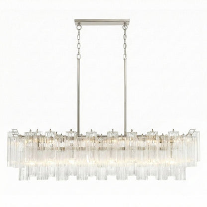 Eloria Modern Glass Linear Chandelier with Adjustable Height & LED Lig