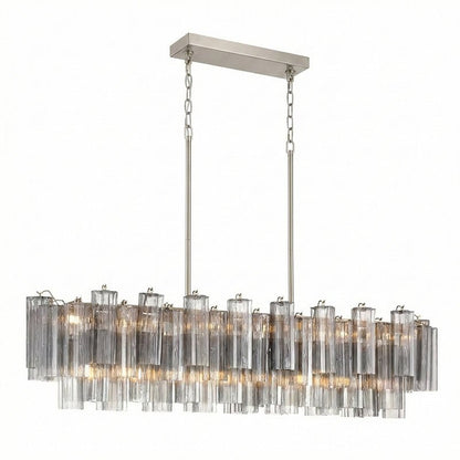 Eloria Modern Glass Linear Chandelier with Adjustable Height & LED Lig