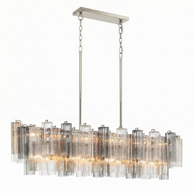 Eloria Modern Glass Linear Chandelier with Adjustable Height & LED Lig