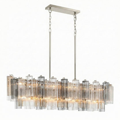Eloria Modern Glass Linear Chandelier with Adjustable Height & LED Lig