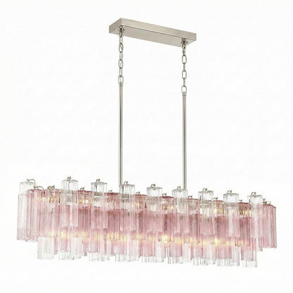 Eloria Modern Glass Linear Chandelier with Adjustable Height & LED Lig