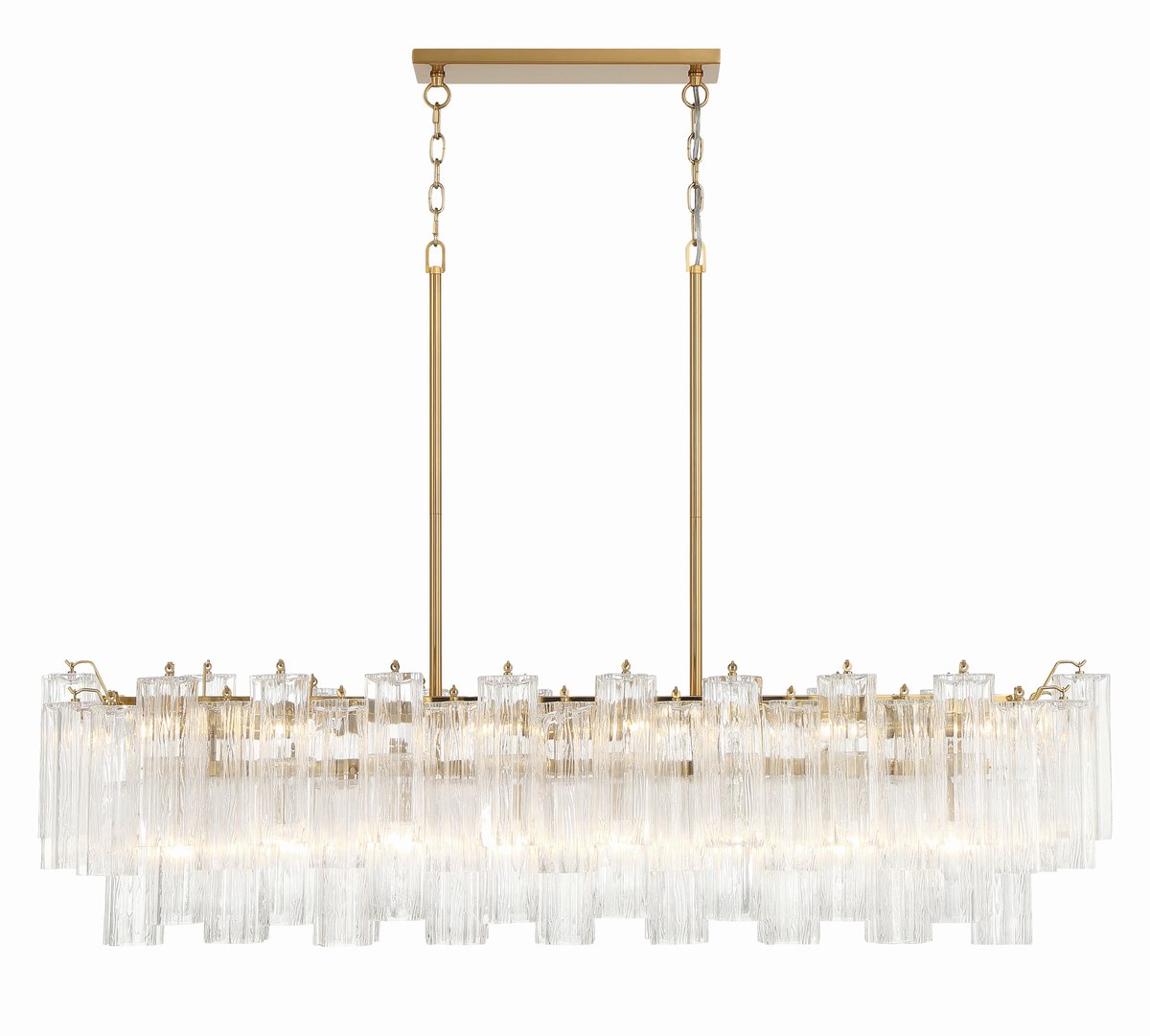 Eloria Modern Glass Linear Chandelier with Adjustable Height & LED Lig