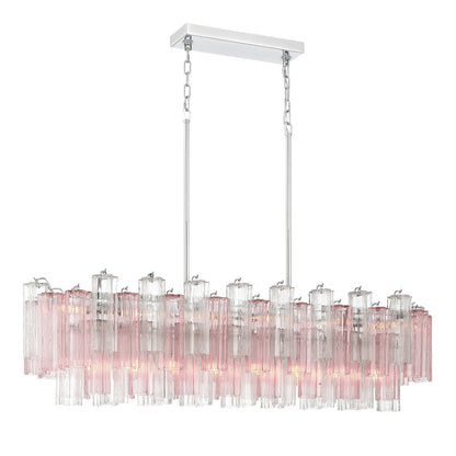 Eloria Modern Glass Linear Chandelier with Adjustable Height & LED Lig