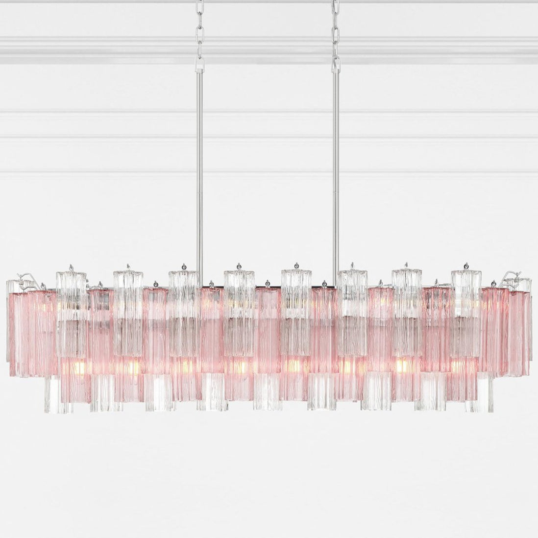 Eloria Modern Glass Linear Chandelier with Adjustable Height & LED Lig