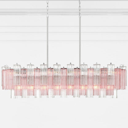 Eloria Modern Glass Linear Chandelier with Adjustable Height & LED Lig