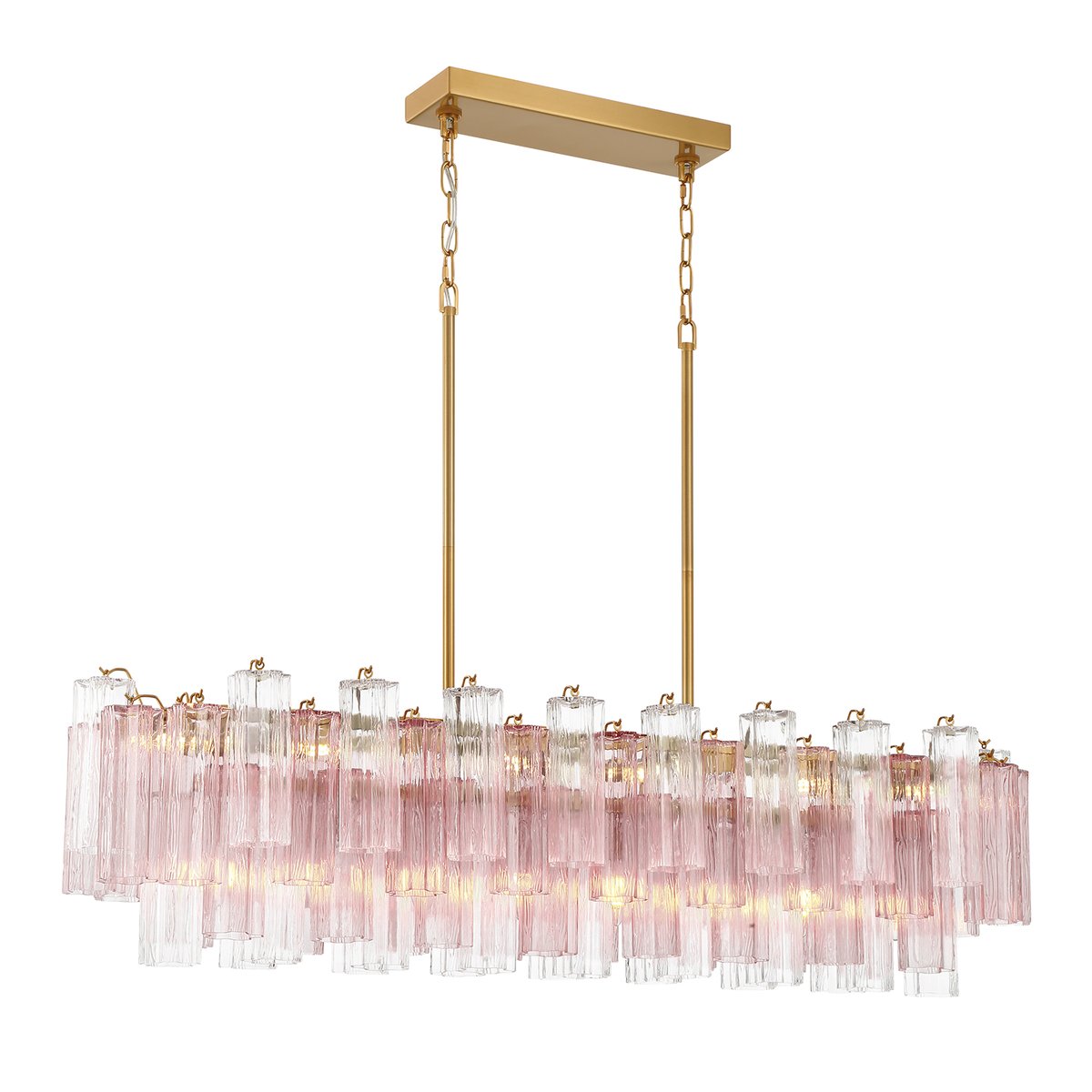Eloria Modern Glass Linear Chandelier with Adjustable Height & LED Lig