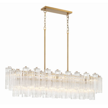 Eloria Modern Glass Linear Chandelier with Adjustable Height & LED Lig