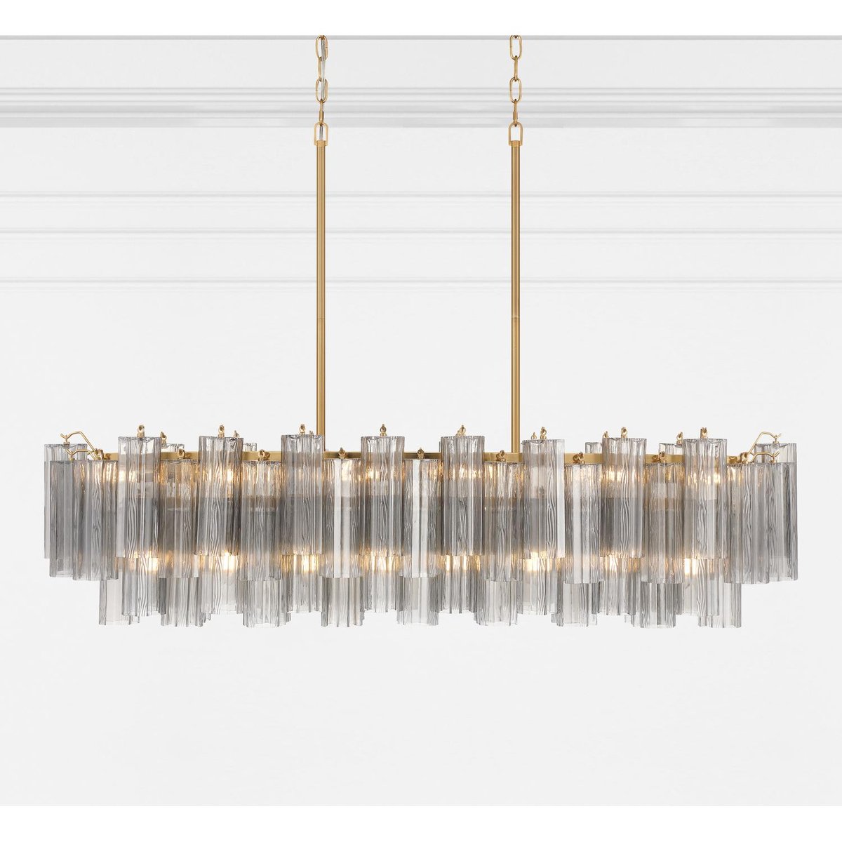 Eloria Modern Glass Linear Chandelier with Adjustable Height & LED Lig