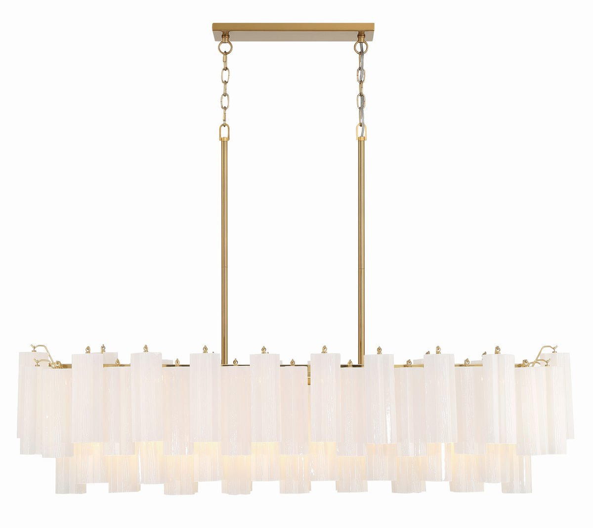 Eloria Modern Glass Linear Chandelier with Adjustable Height & LED Lig
