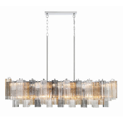 Eloria Modern Glass Linear Chandelier with Adjustable Height & LED Lig