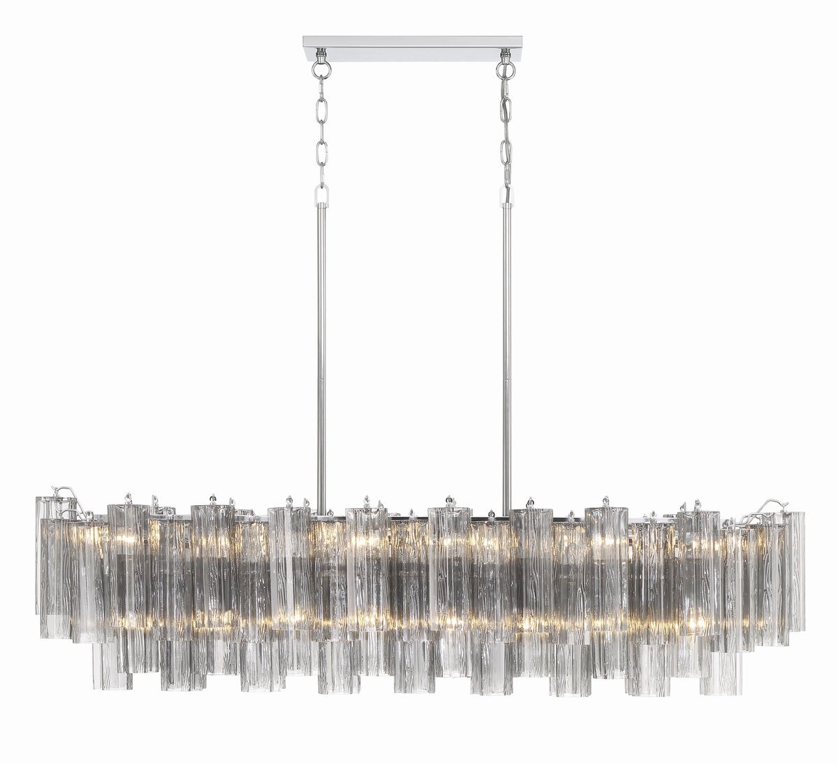 Eloria Modern Glass Linear Chandelier with Adjustable Height & LED Lig