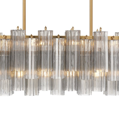 Eloria Modern Glass Linear Chandelier with Adjustable Height & LED Lig