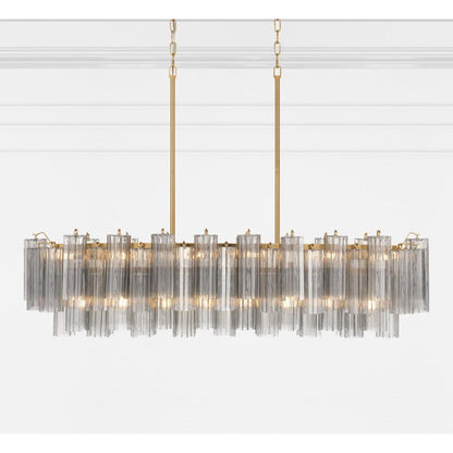 Eloria Modern Glass Linear Chandelier with Adjustable Height & LED Lig