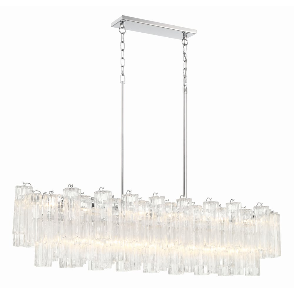 Eloria Modern Glass Linear Chandelier with Adjustable Height & LED Lig