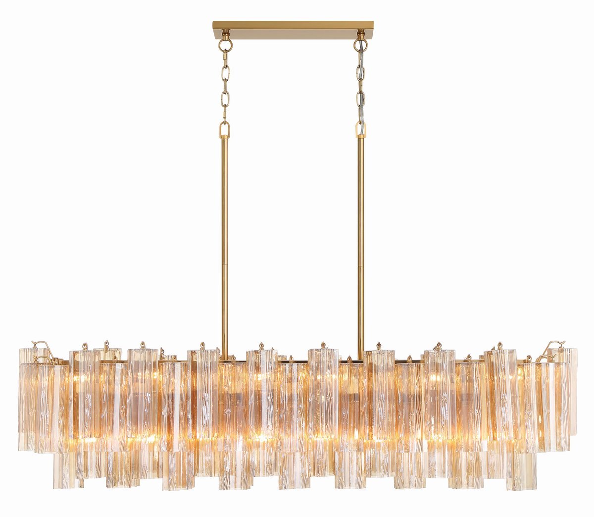 Eloria Modern Glass Linear Chandelier with Adjustable Height & LED Lig